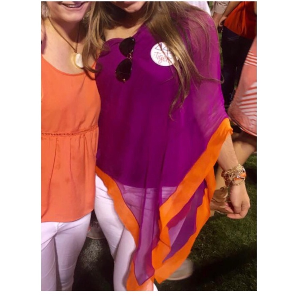 Purple and orange one shoulder top